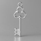 9ct White Gold - Clover Castle Key Charm