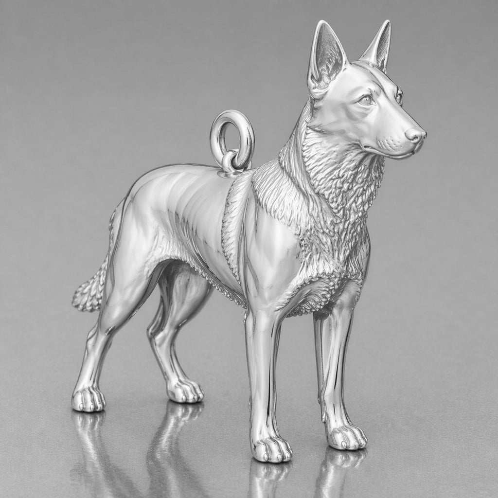 18ct White Gold - Belgian Malinois Dog Charm