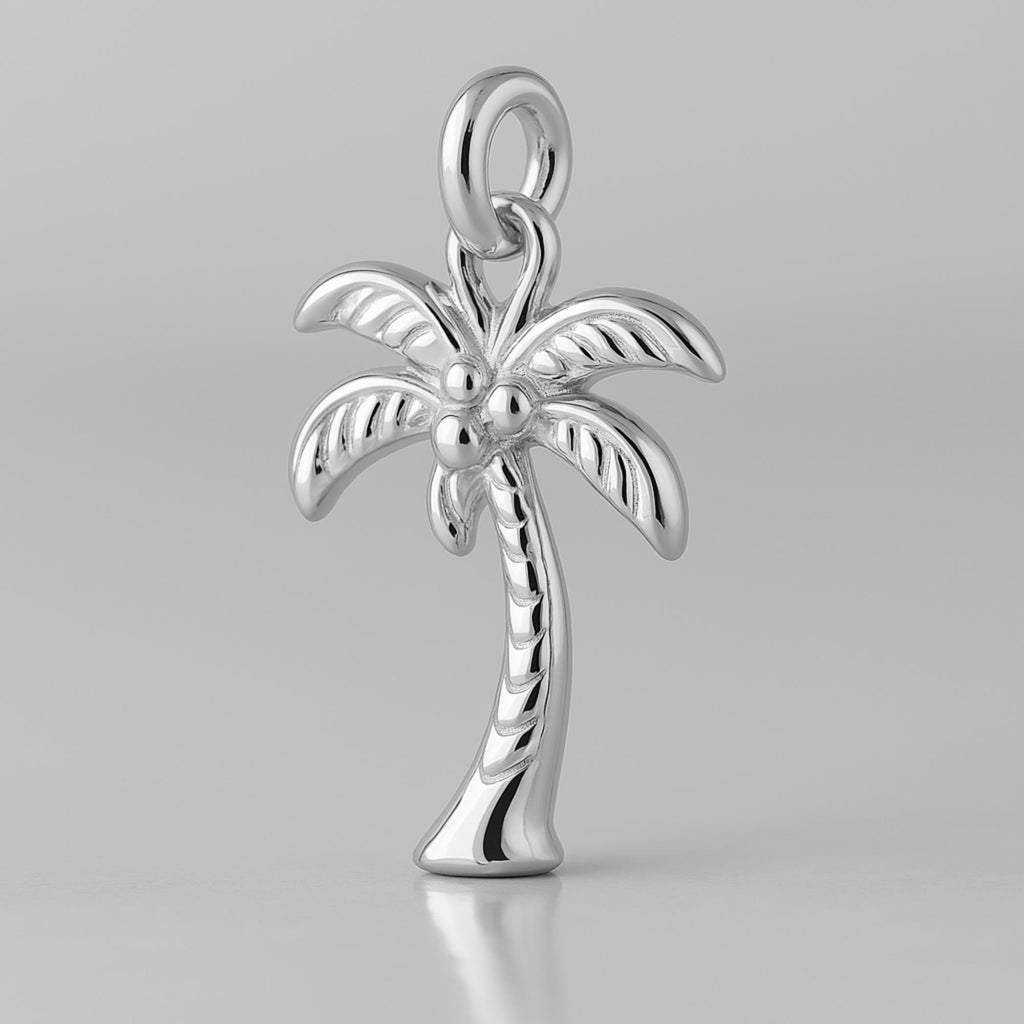 9ct White Gold - Tropical Palm Tree Charm