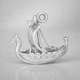 9ct White Gold - Viking Longship Charm