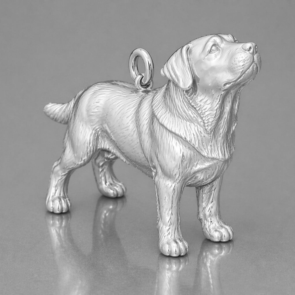 9ct White Gold - Labrador Retriever Dog Charm
