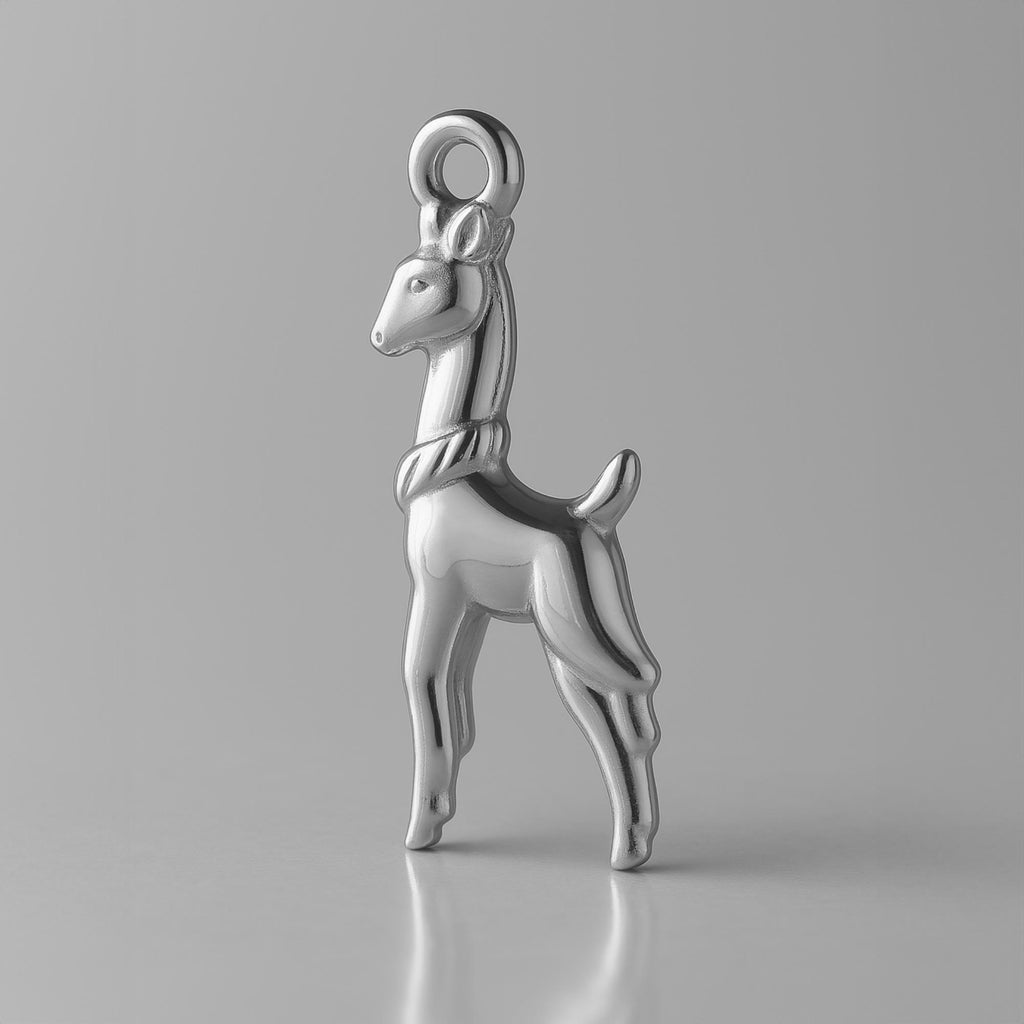 18ct White Gold - Silky Llama Charm