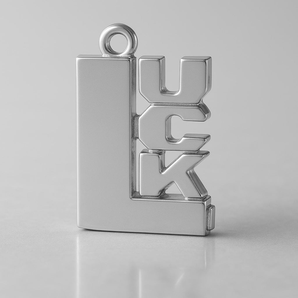 9ct White Gold - LUCK Charm