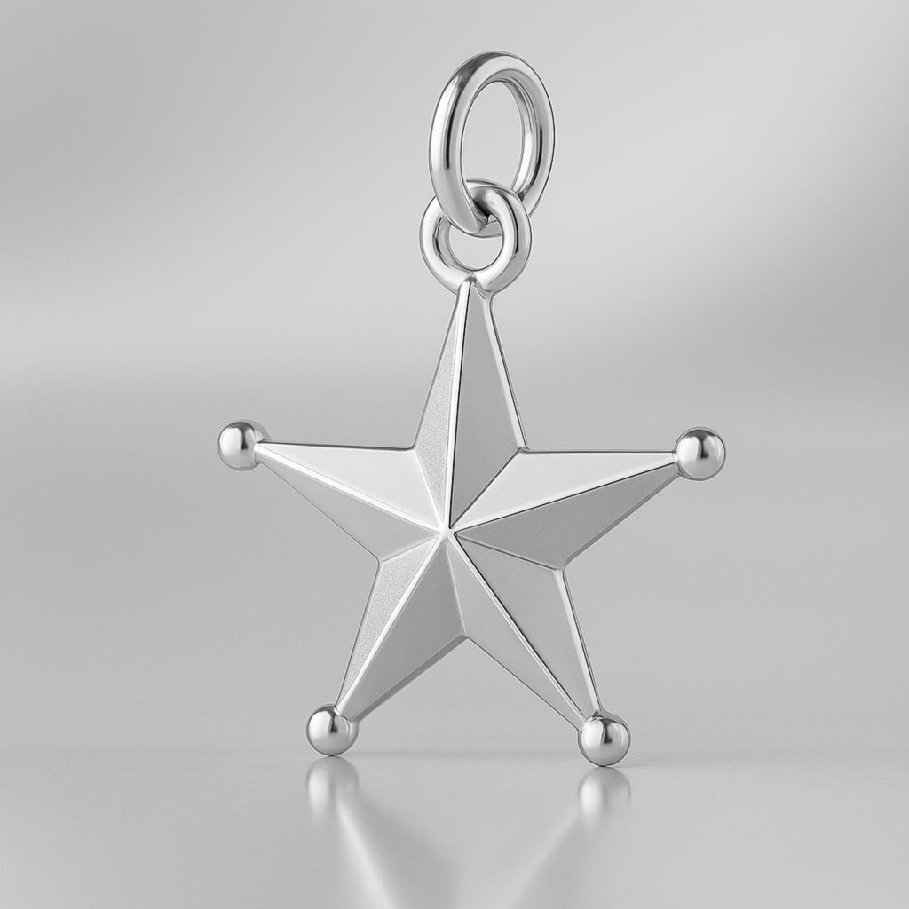 9ct White Gold - Classic Western Star Charm