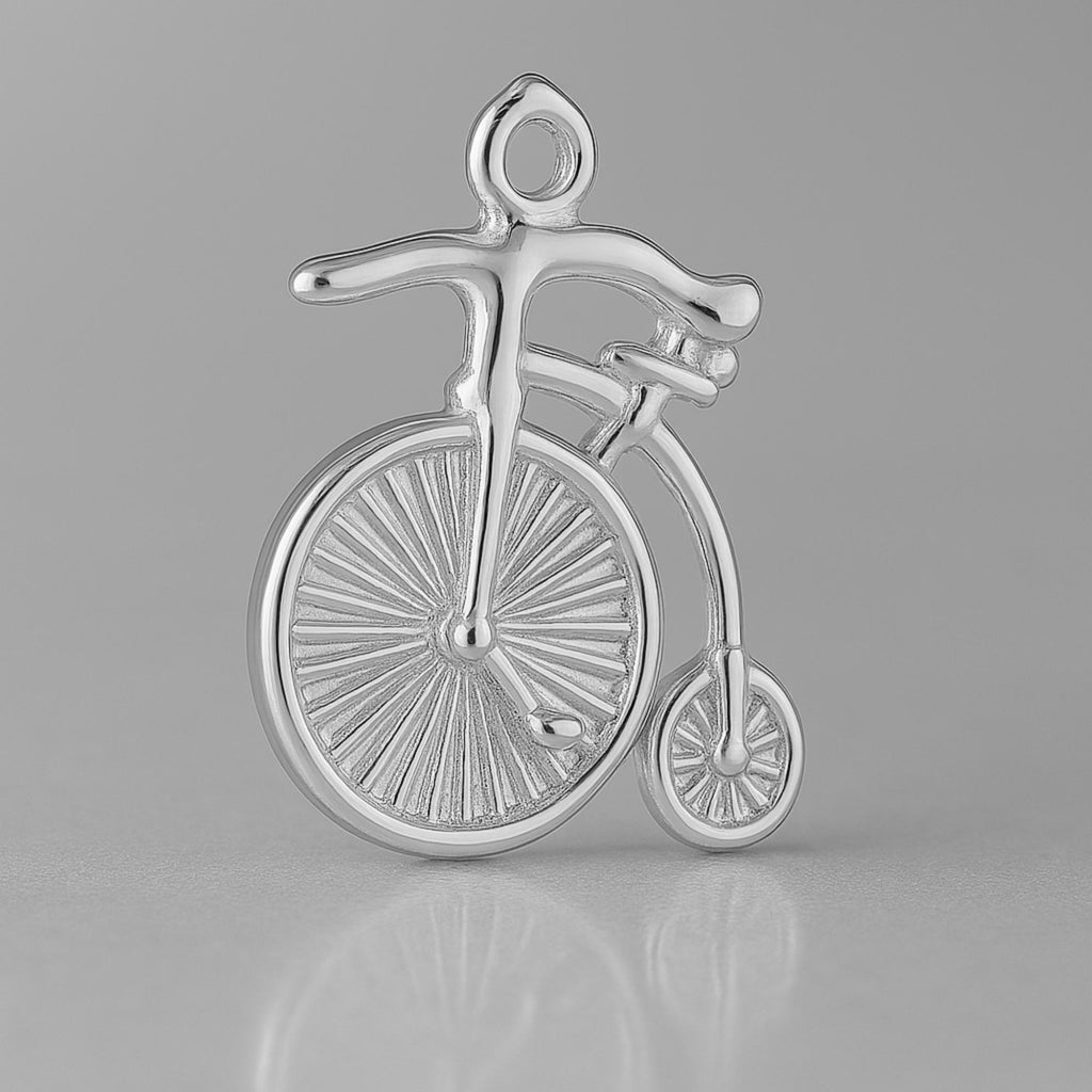 9ct White Gold - Penny Farthing Charm