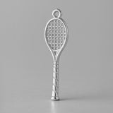 18ct White Gold - Open Weave Tennis Racket Charm