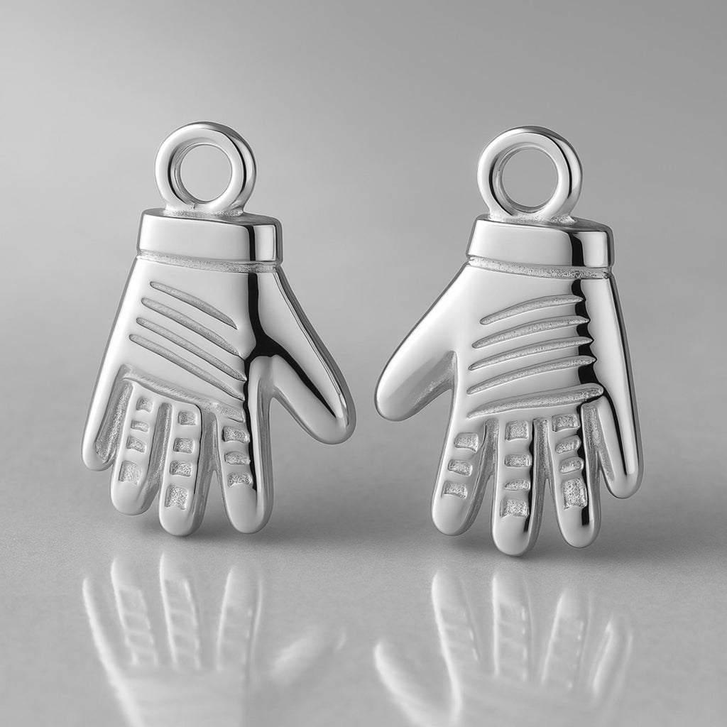 9ct White Gold - Racing Gloves Charm