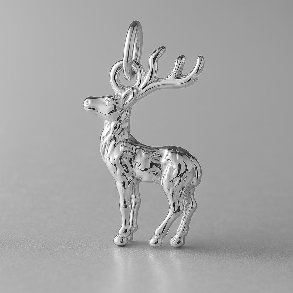 18ct White Gold - Forest Stag Charm