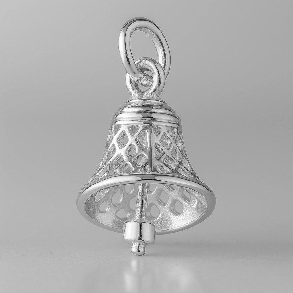 18ct White Gold - Openwork Filigree Bell Charm