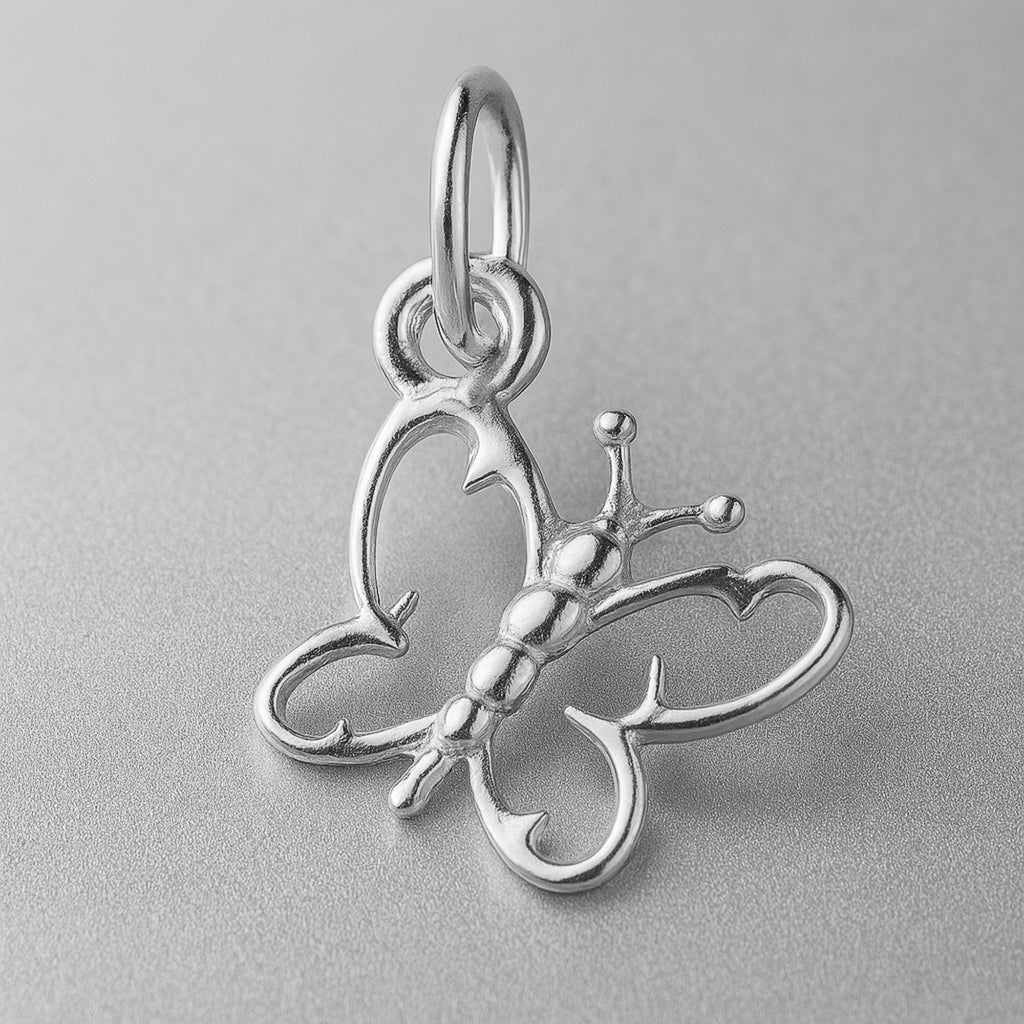 9ct White Gold - Openwork Butterfly Charm