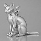 9ct White Gold - Abyssinian Cat Charm