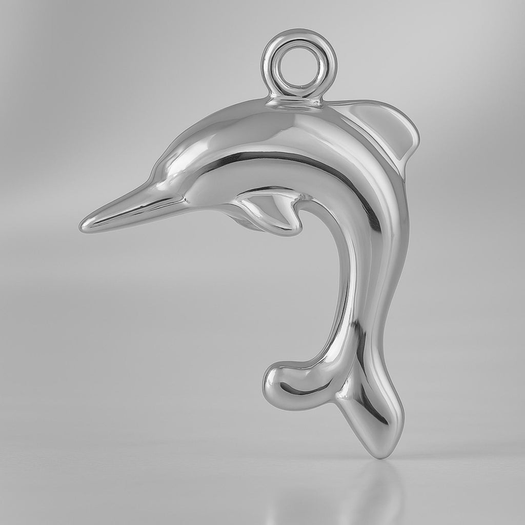 9ct White Gold - Leaping Dolphin Charm