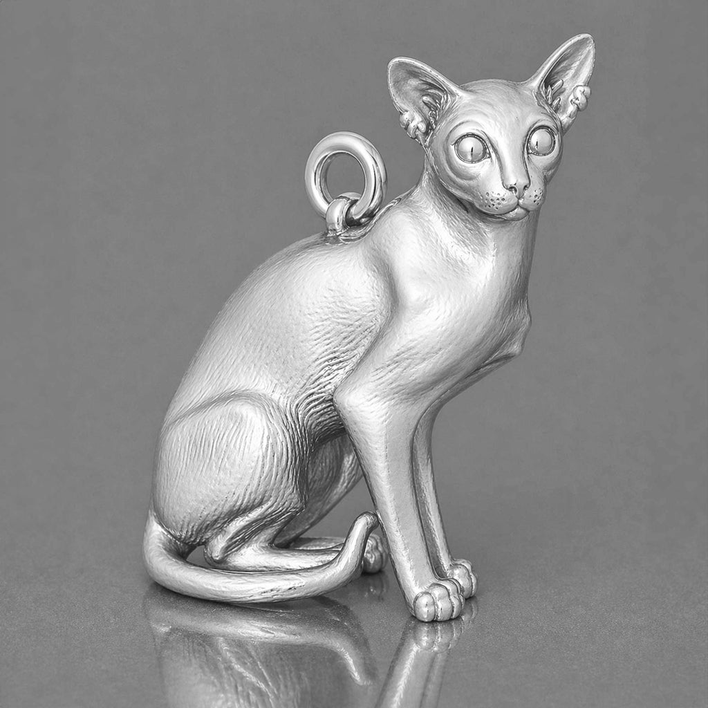 9ct White Gold - Colourpoint Shorthair Cat Charm