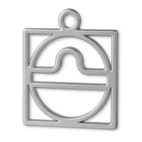 18ct White Gold - Libra Zodiac Square Charm