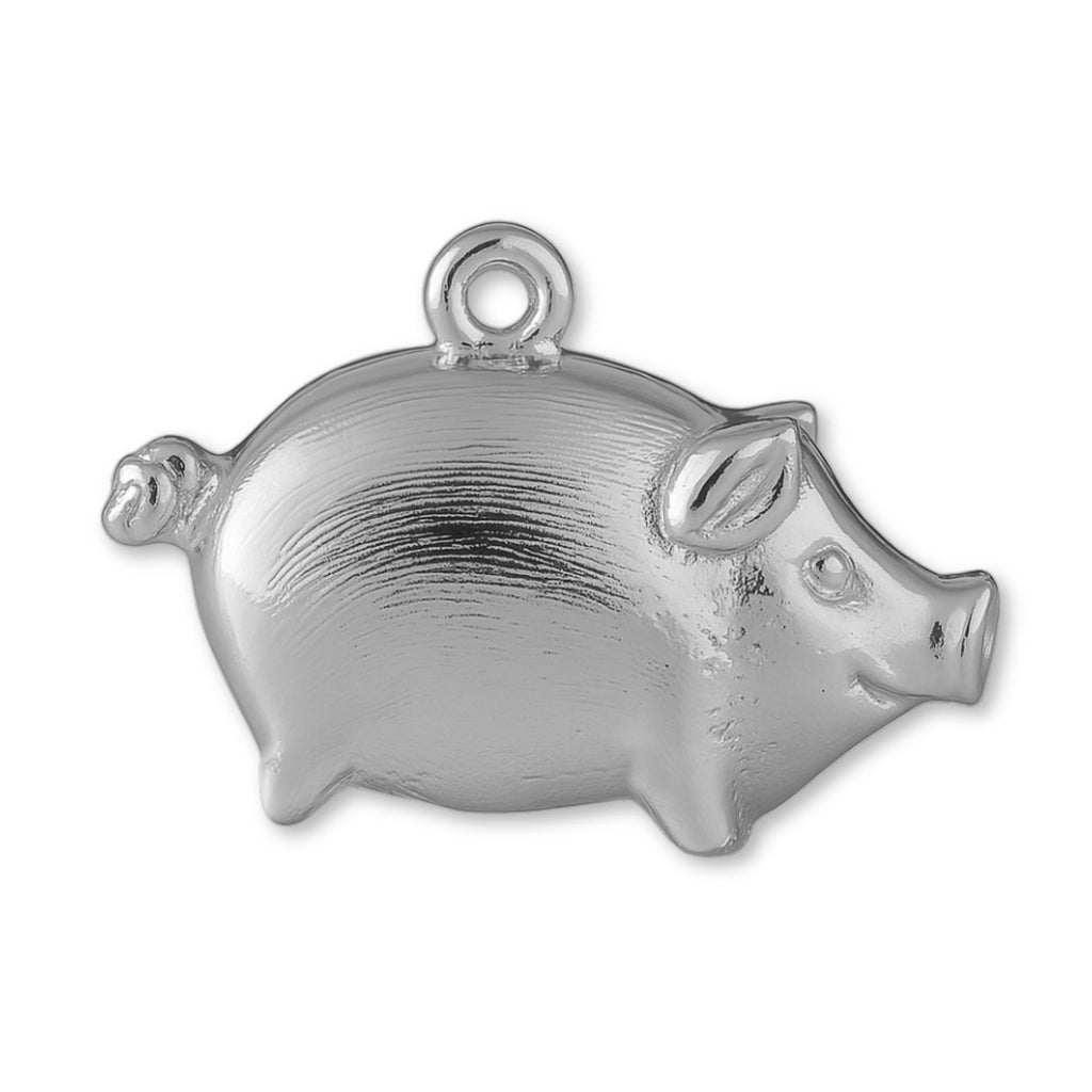 18ct White Gold - Baby Piglet Charm