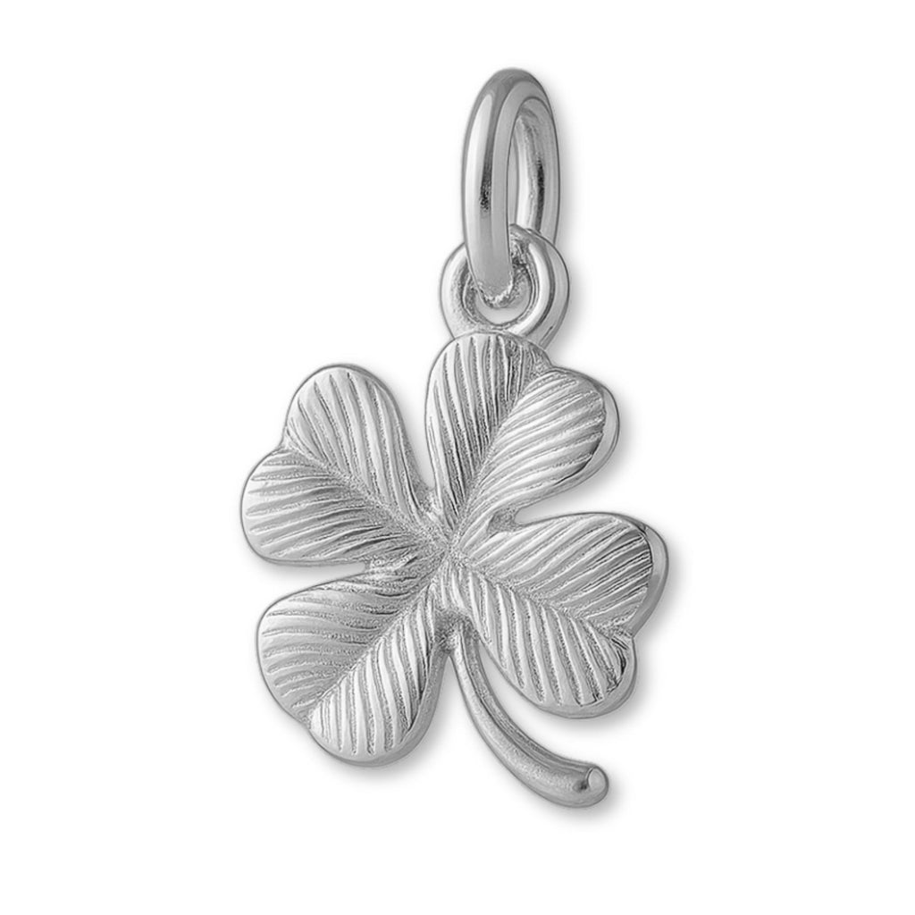 9ct White Gold - Ornate Four-Leaf Clover Charm
