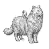 9ct White Gold - Siberian Cat Charm