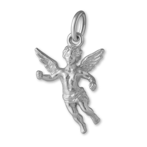 18ct White Gold - Flying Cherub Angel Charm