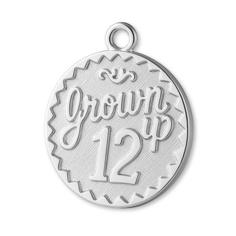 9ct White Gold - Grown Up 12 Amulet Charm