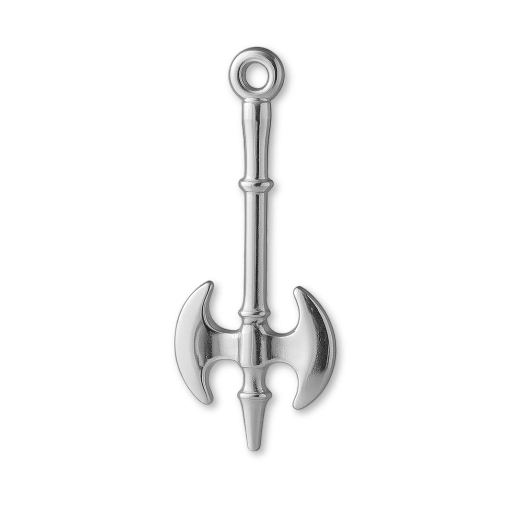 9ct White Gold - Medieval Battle Axe Charm