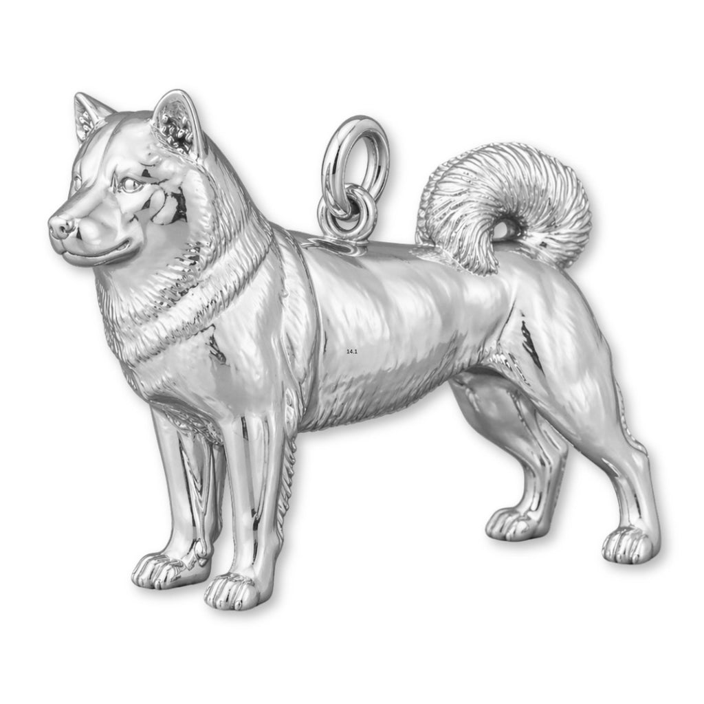 9ct White Gold - Shiba Inu Dog Charm