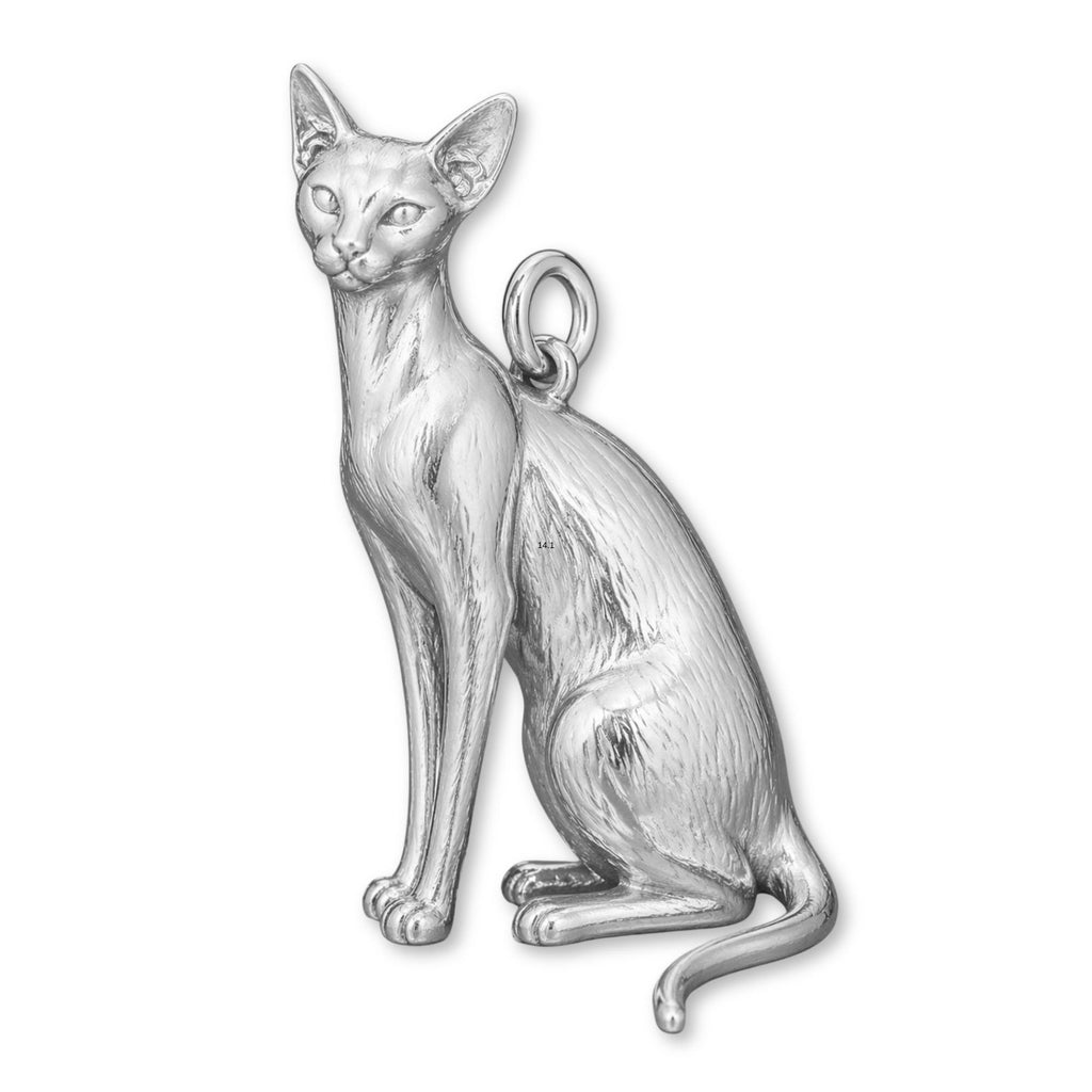 18ct White Gold - Oriental Shorthair Cat Charm