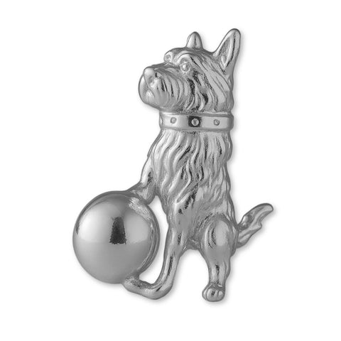 9ct White Gold - Playful Yorkshire Terrier Dog Charm
