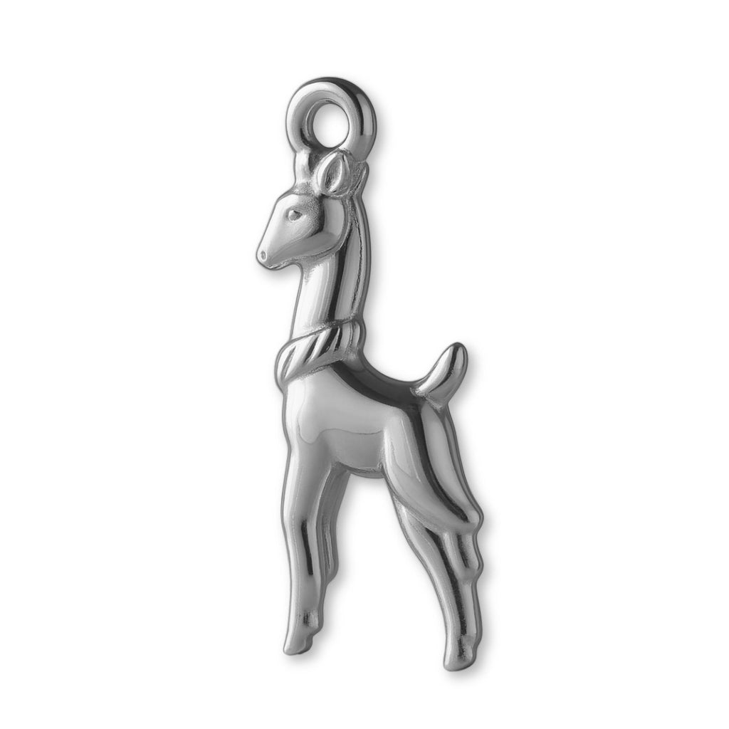 18ct White Gold - Silky Llama Charm