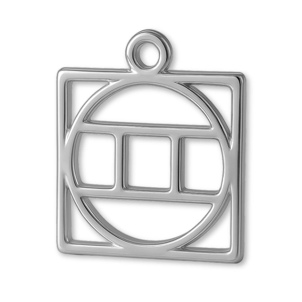9ct White Gold - Gemini Zodiac Square Charm
