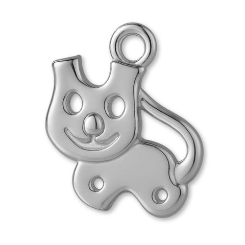 9ct White Gold - Cartoon Cat Charm