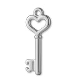 9ct White Gold - Heart Key Charm