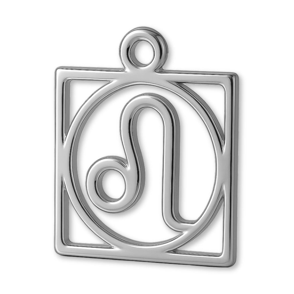9ct White Gold - Leo Zodiac Square Charm
