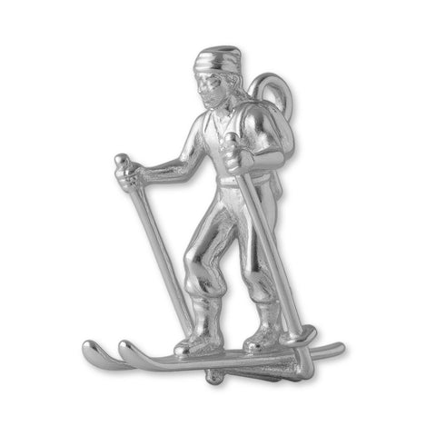 9ct White Gold - Cross Country Skier Charm