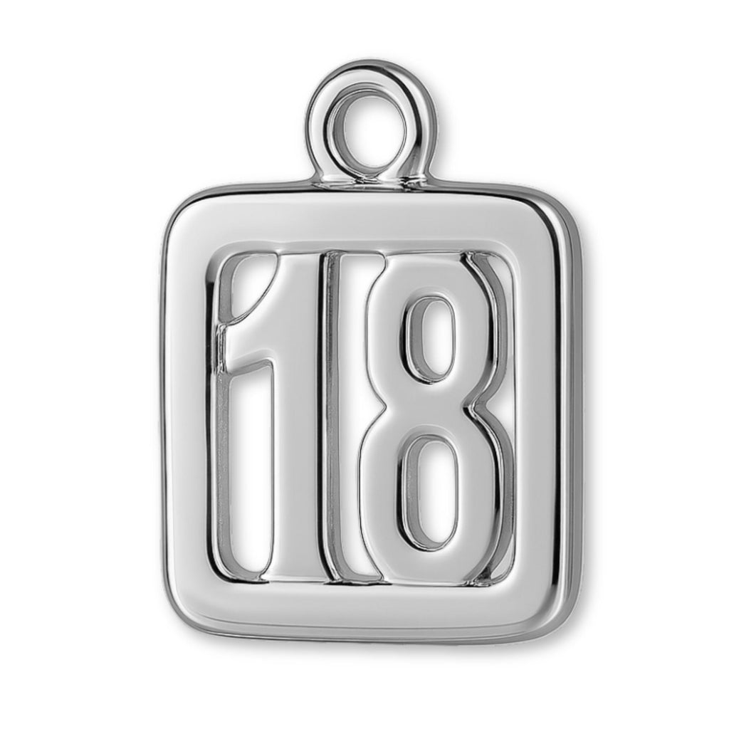 18ct White Gold - 18 Pendant Charm