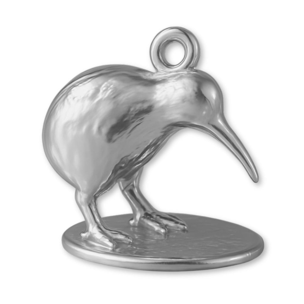 9ct White Gold - NZ Kiwi Bird Charm