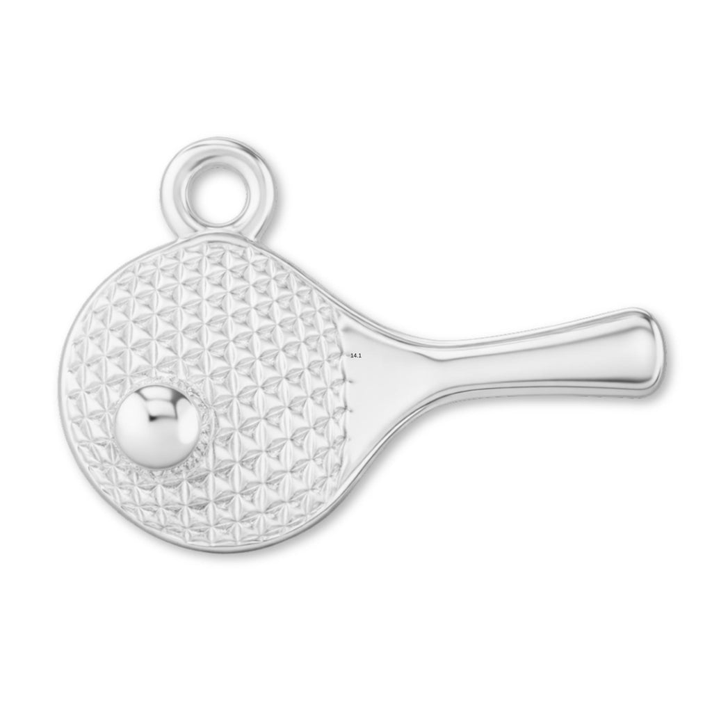 9ct White Gold - Table Tennis Paddle Charm