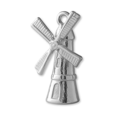 9ct White Gold - Dutch Windmill Charm