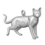 9ct White Gold - Savannah Cat Charm