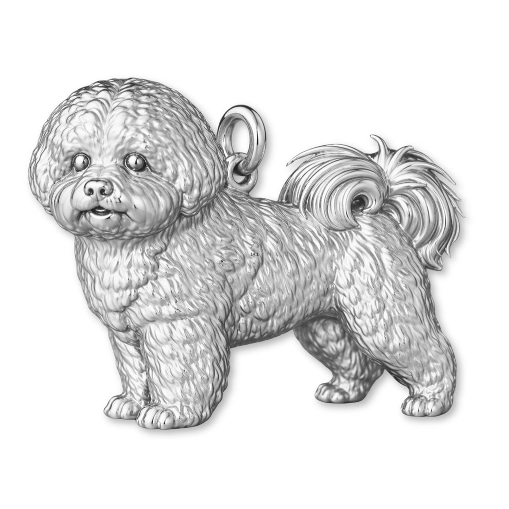 18ct White Gold - Bichon Frise Dog Charm