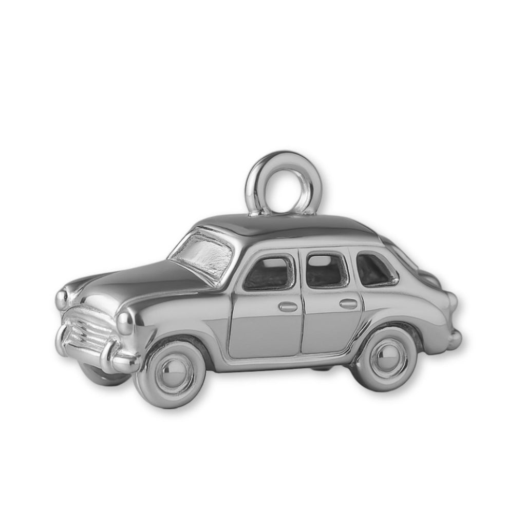 18ct White Gold - Retro Family Sedan Car Charm