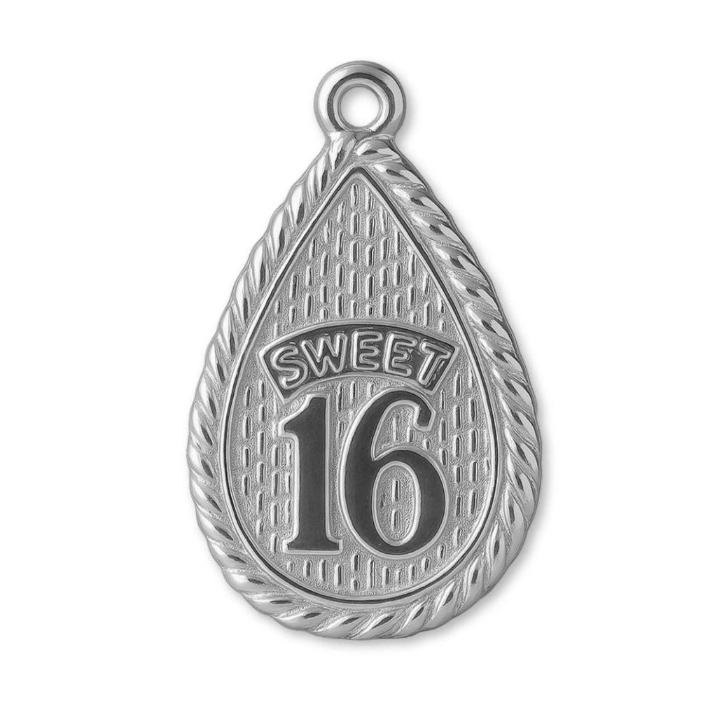 9ct White Gold - Sweet 16 Droplet Charm