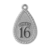 9ct White Gold - Sweet 16 Droplet Charm