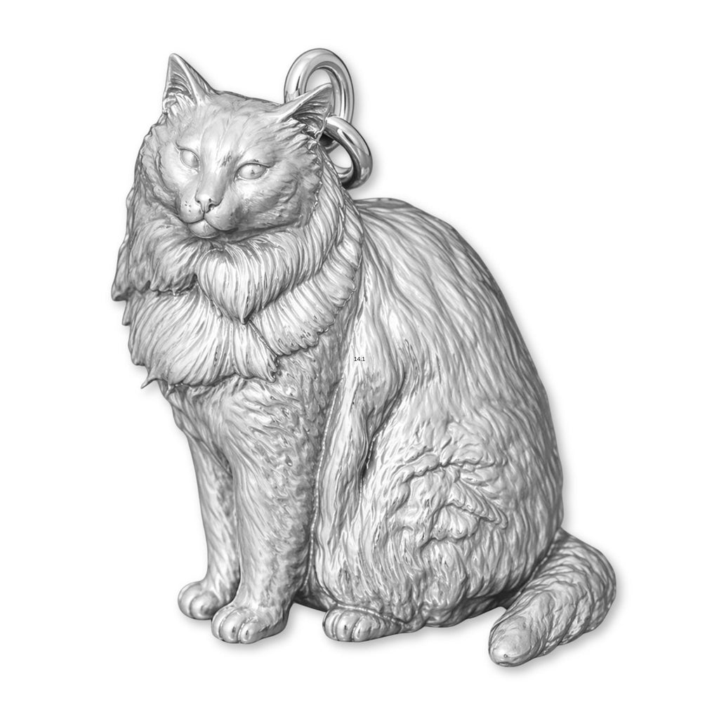 18ct White Gold - Nebelung Cat Charm