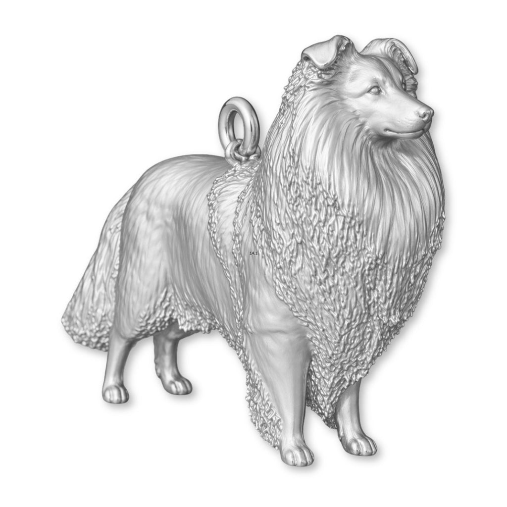 9ct White Gold - Shetland Sheepdog Charm
