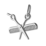 9ct White Gold - Scissors & Comb Charm