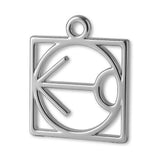 18ct White Gold - Sagittarius Zodiac Square Charm