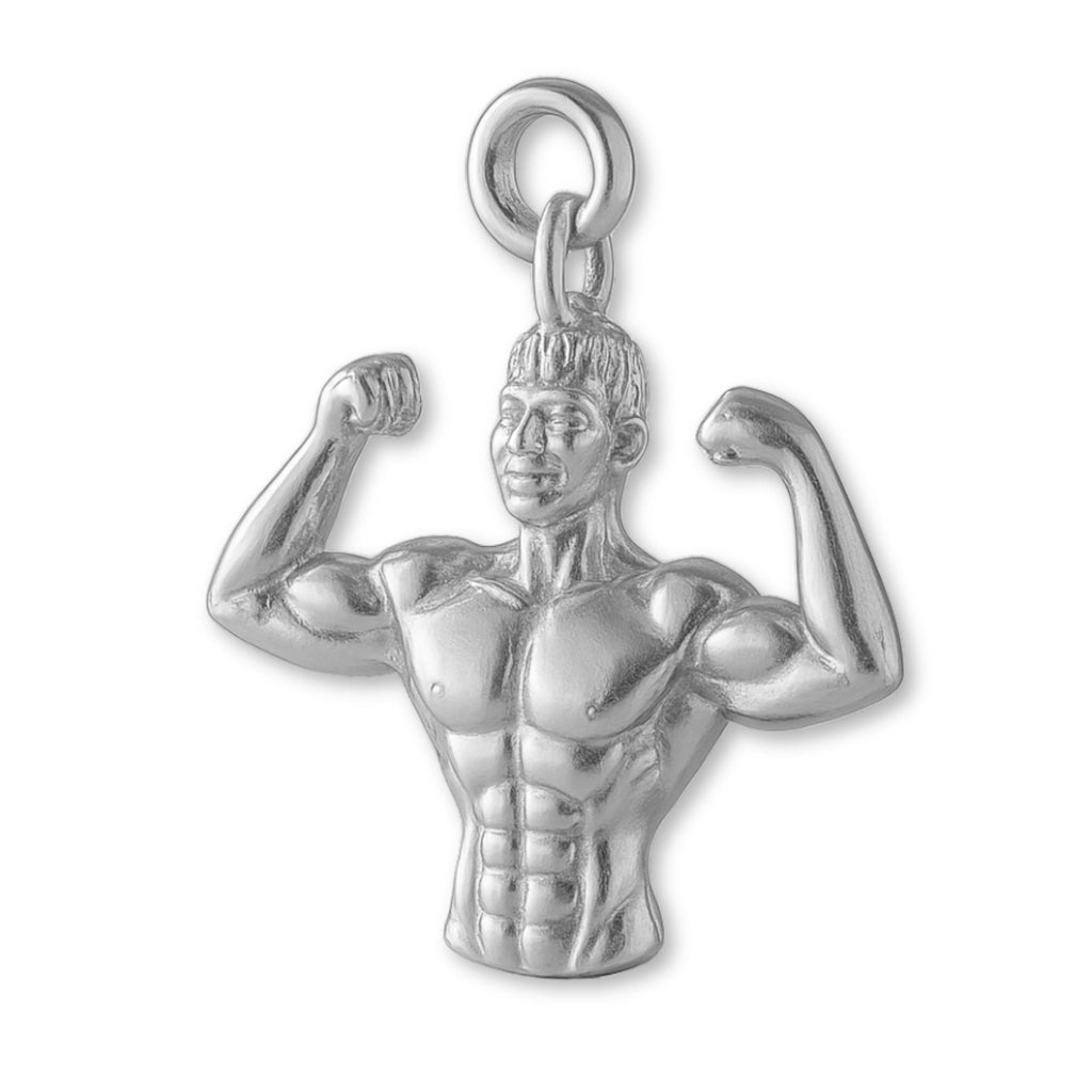 18ct White Gold - Bicep Flex Bodybuilder Charm