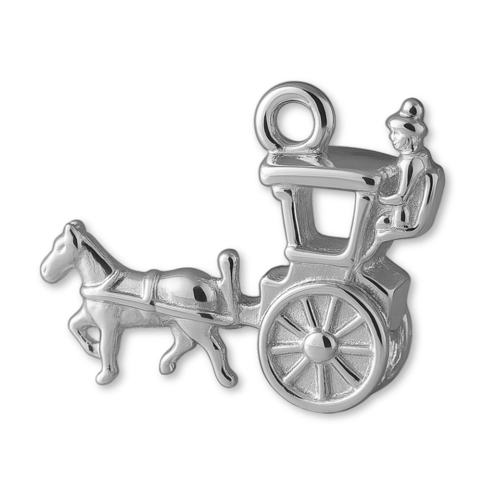 9ct White Gold - Horse Drawn Carriage Charm