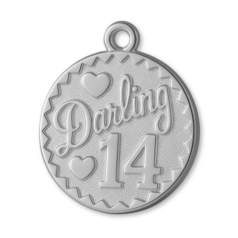 9ct White Gold - Darling 14 Amulet Charm