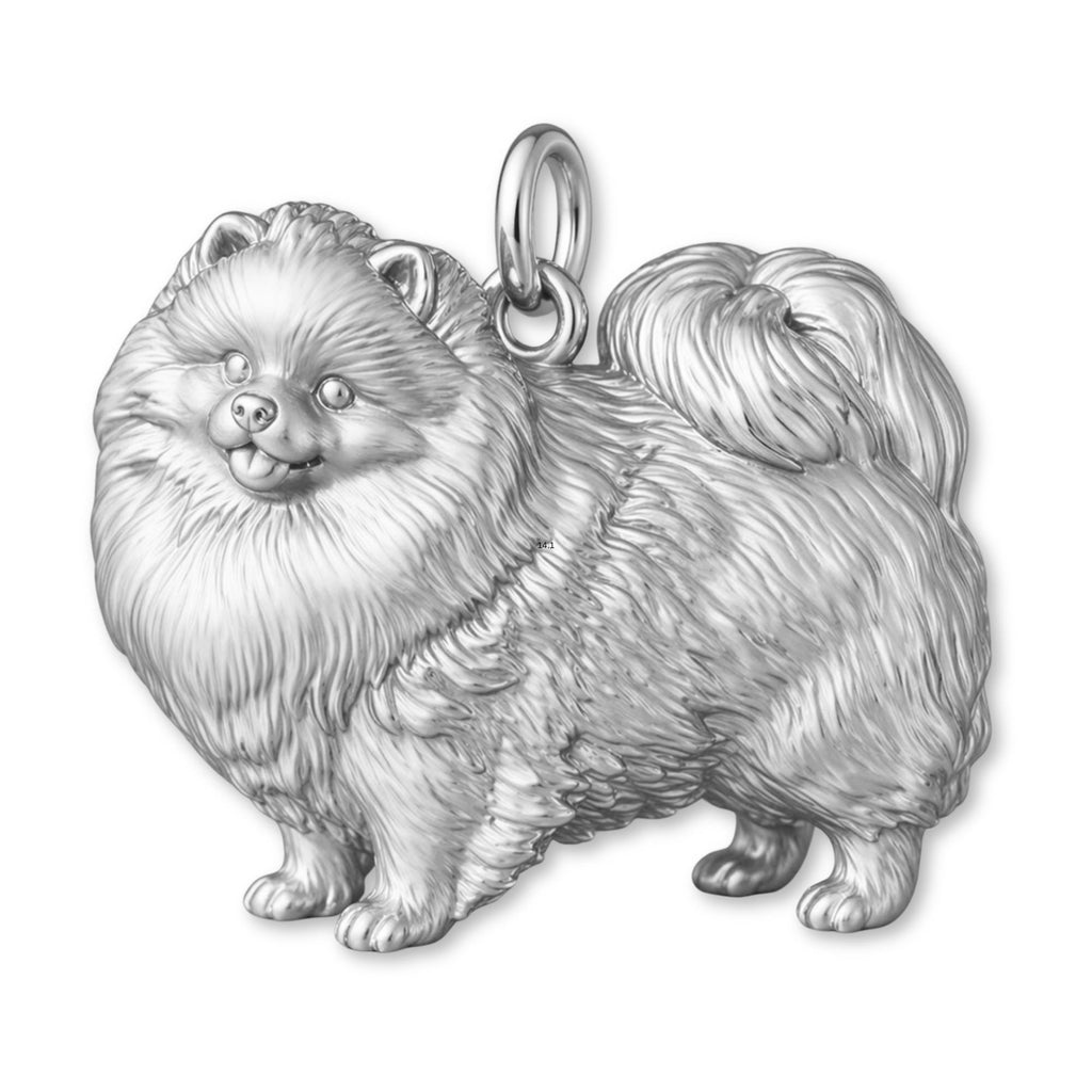 18ct White Gold - Pomeranian Dog Charm